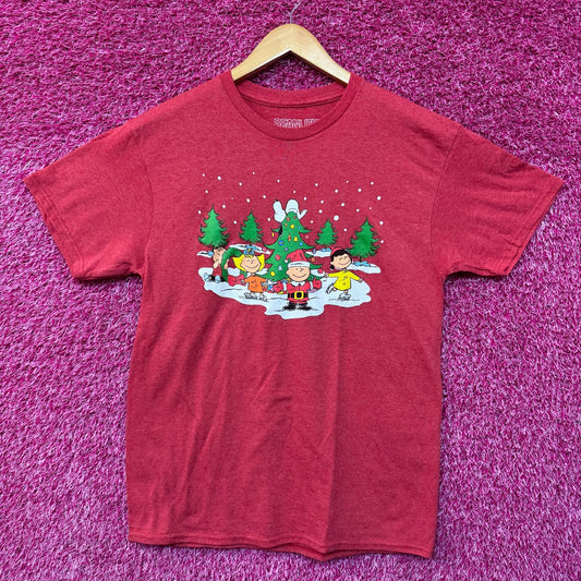 Santa Charlie Brown & Snoopy Peanuts Snowy Christmas Tee M