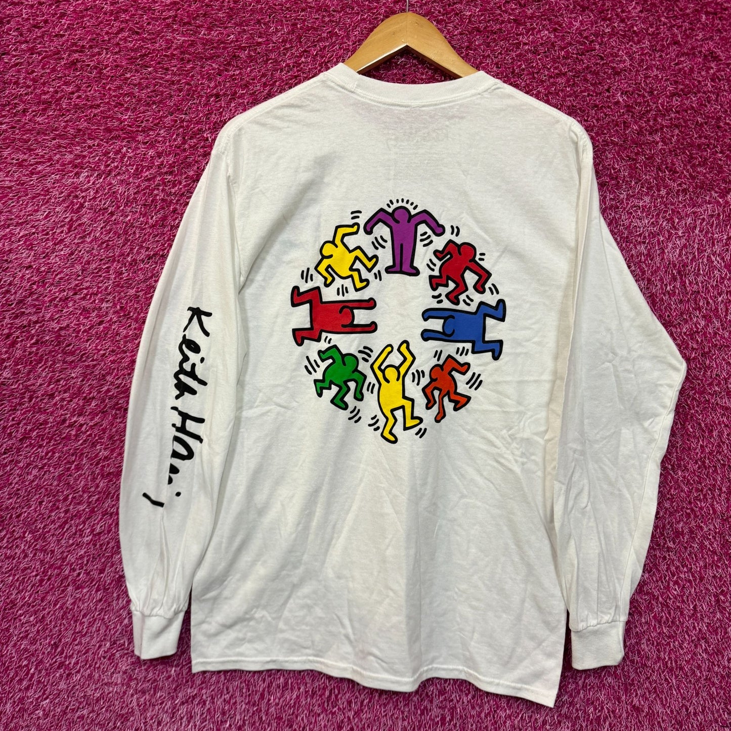 Keith Haring Circle of Men Dancing Pop Art Long Sleeve M