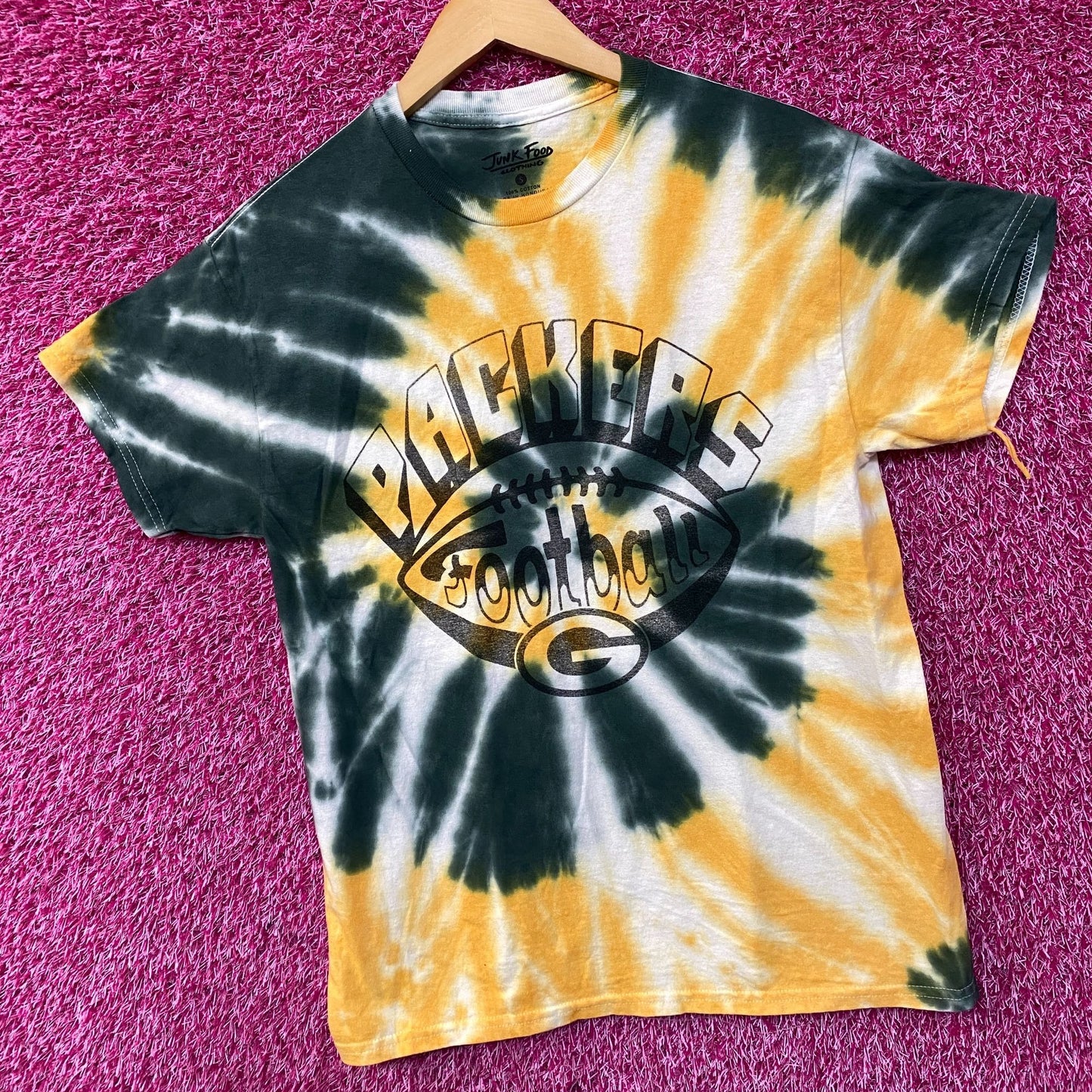 Junk Food Clothing NFL Green Bay Packers Football Tie Dye T-Shirt Small