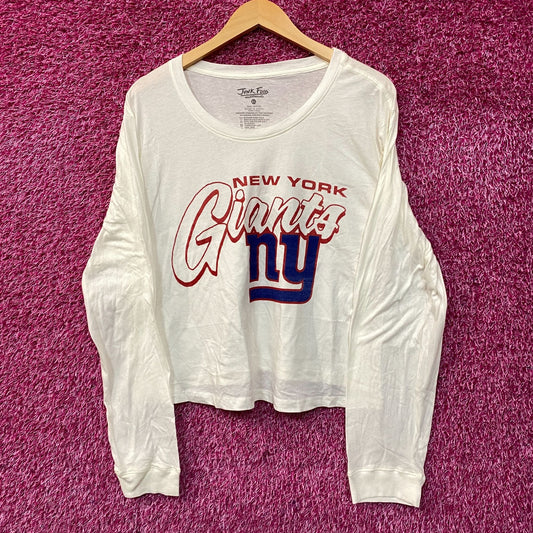 Junk Food Clothing New York Giants Touchdown Long Sleeve Crop Tee XL