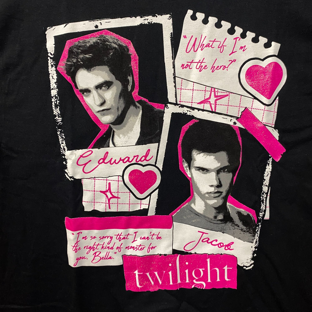 The Twilight Saga Edward & Jacob Scrapbook Graphic T-Shirt Medium