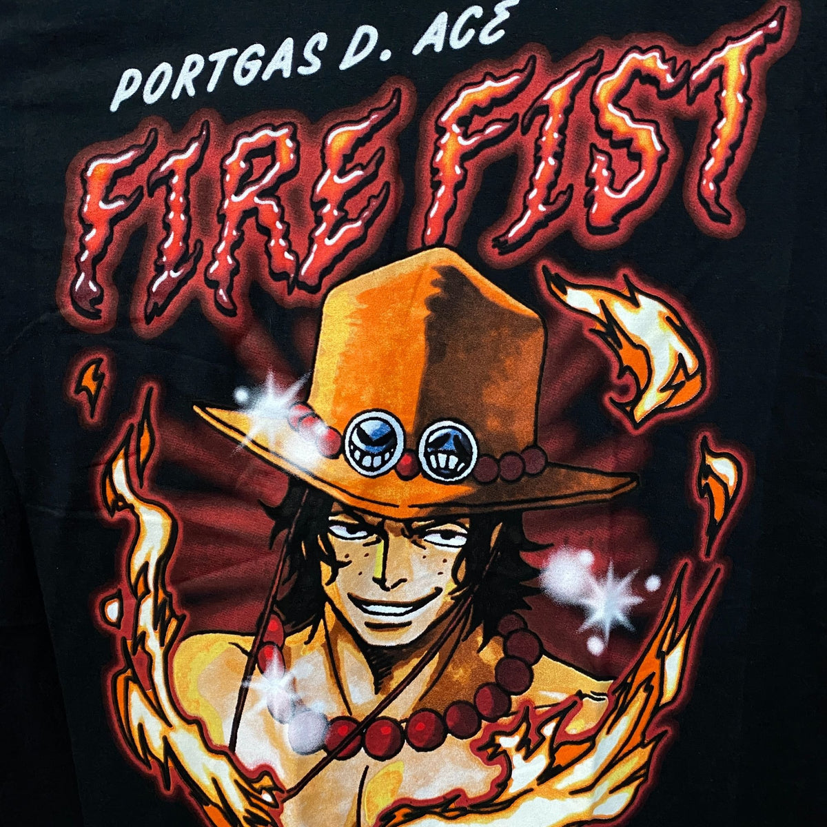One Piece Portgas D. Ace Airbrush Art Jumbo Print T-Shirt Medium