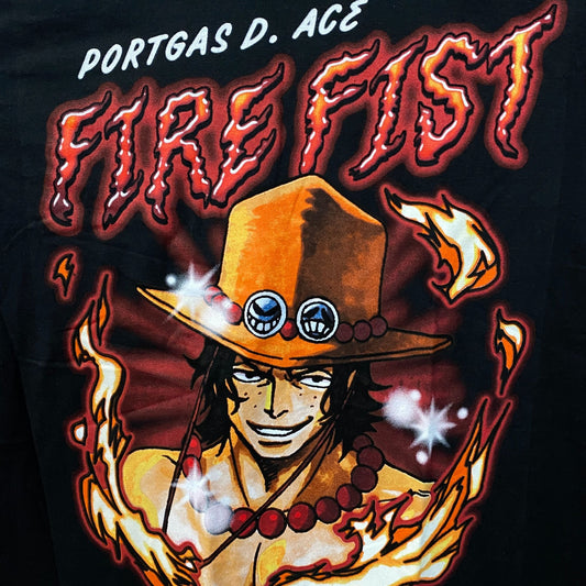 One Piece Portgas D. Ace Airbrush Art Jumbo Print T-Shirt Medium