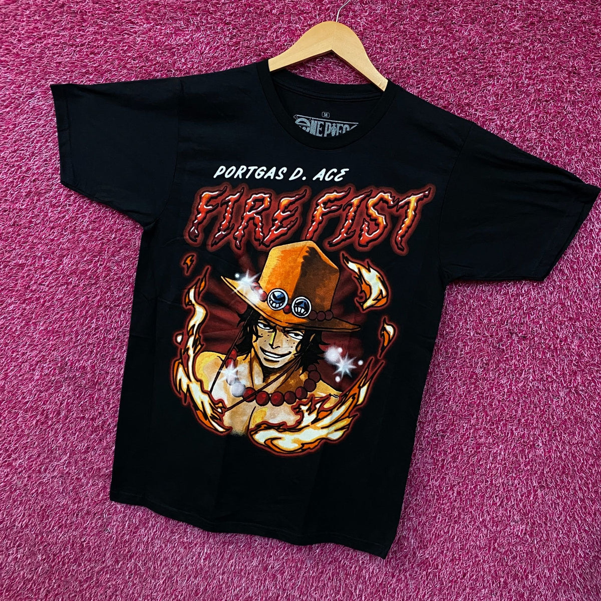 One Piece Portgas D. Ace Airbrush Art Jumbo Print T-Shirt Medium