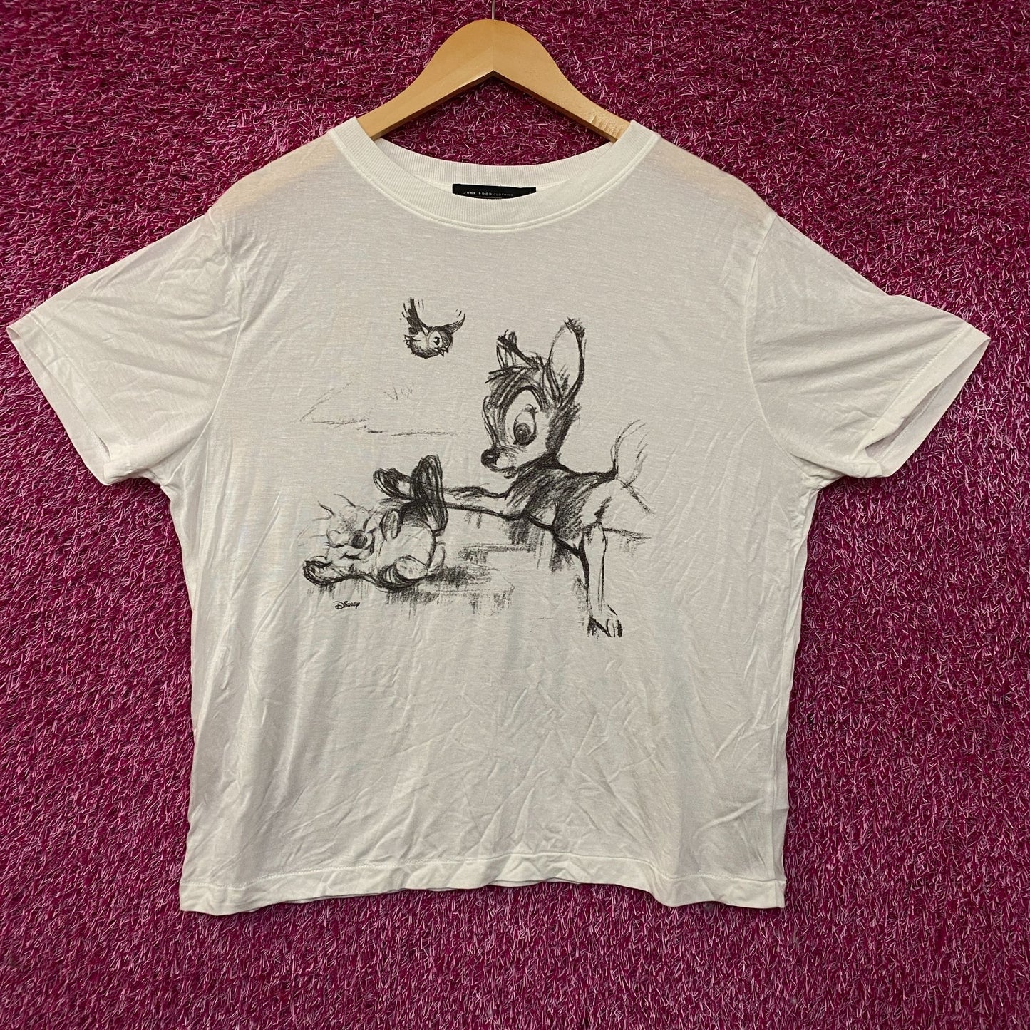 Junk Food Disney Bambi Sketch Vintage Style Graphic Tissue Tee Large