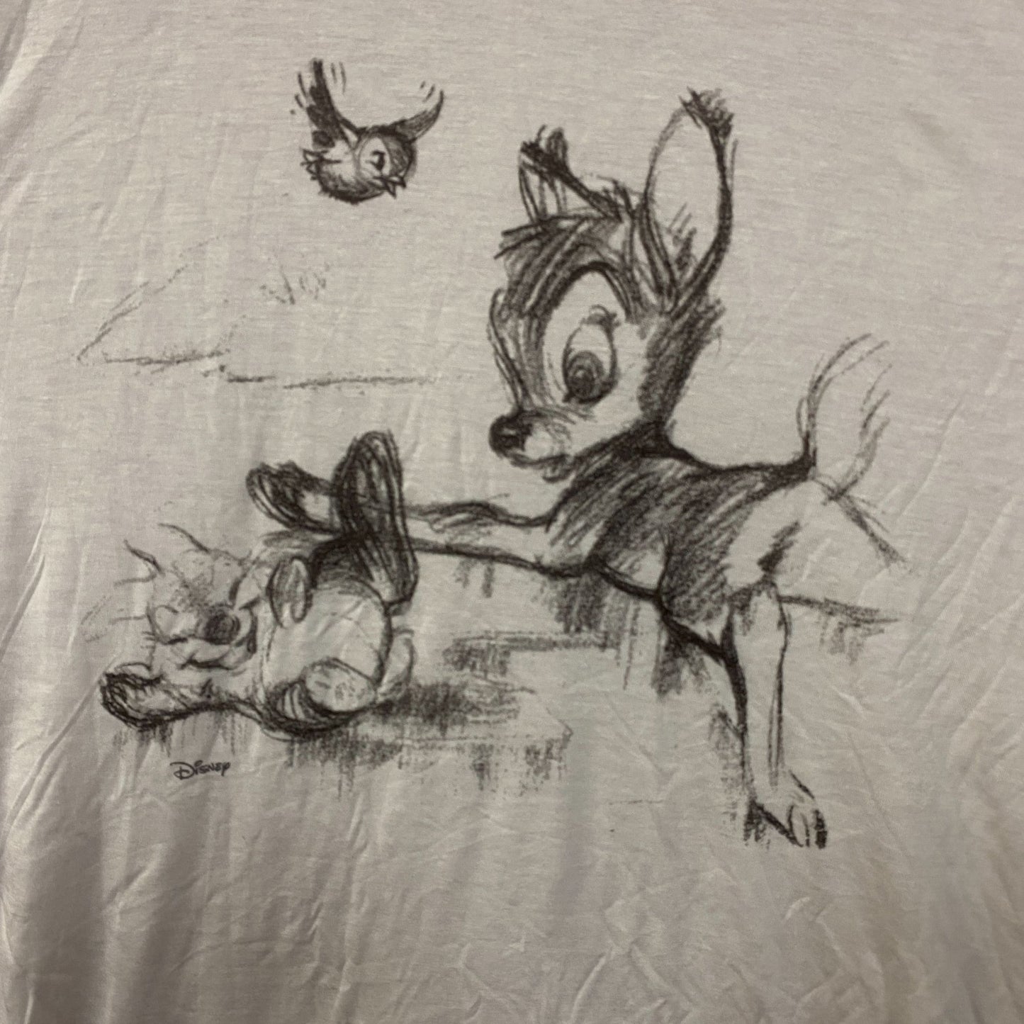 Junk Food Disney Bambi Sketch Vintage Style Graphic Tissue Tee Large