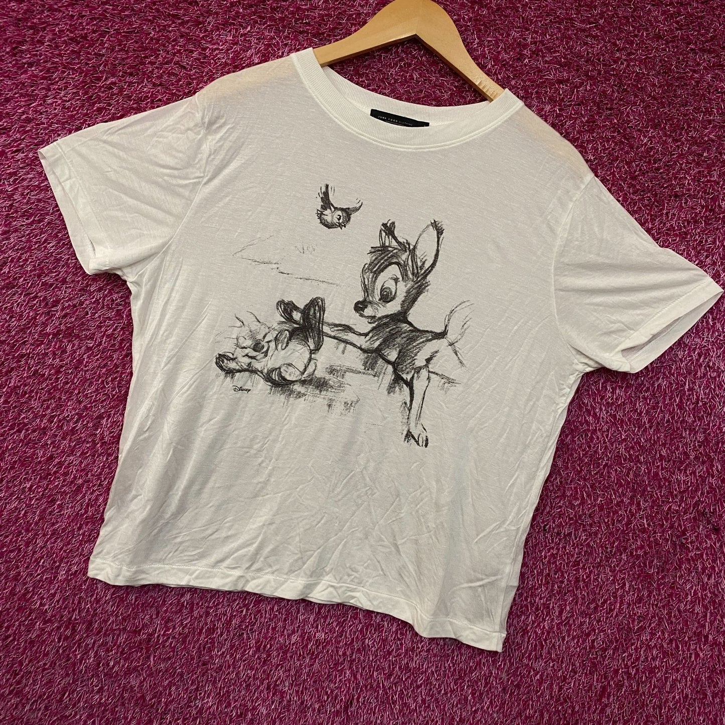 Junk Food Disney Bambi Sketch Vintage Style Graphic Tissue Tee Large