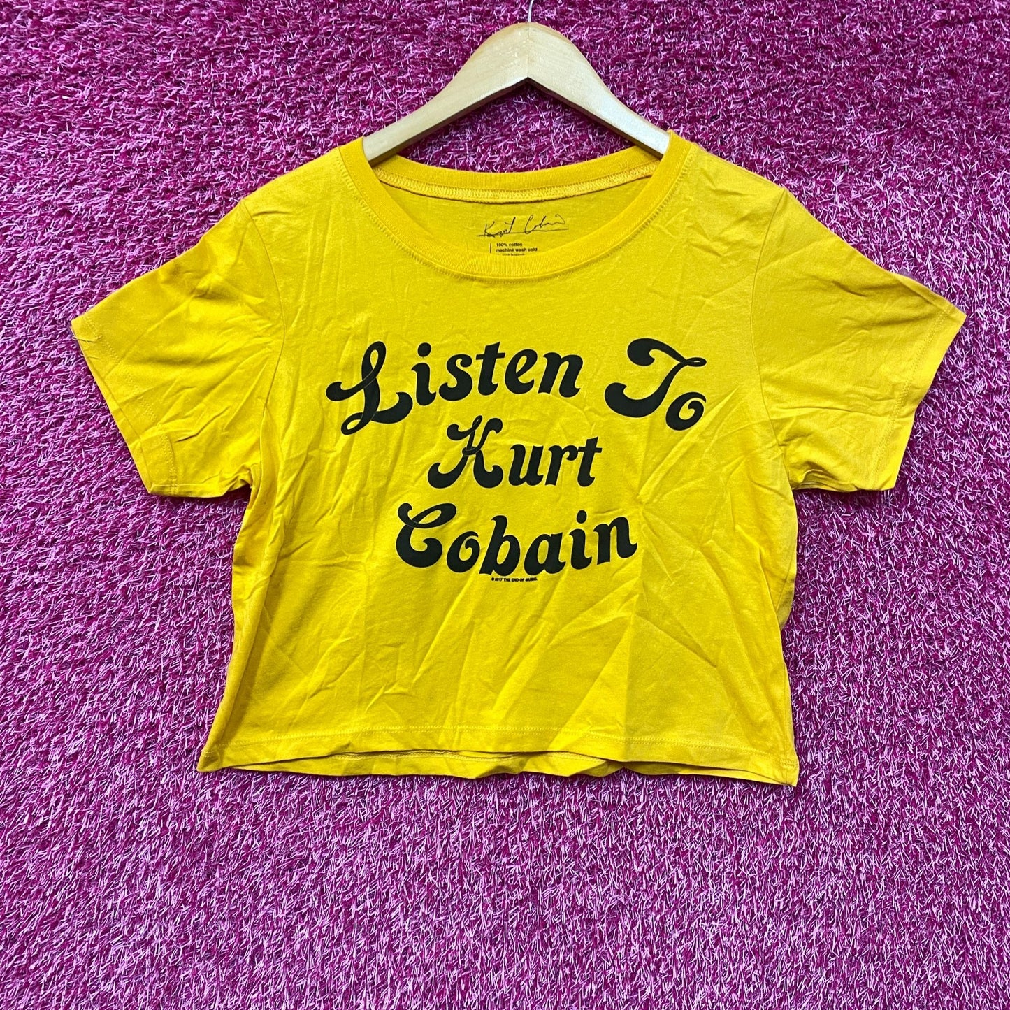 Nirvana Listen To Kurt Cobain Yellow Croptop Large