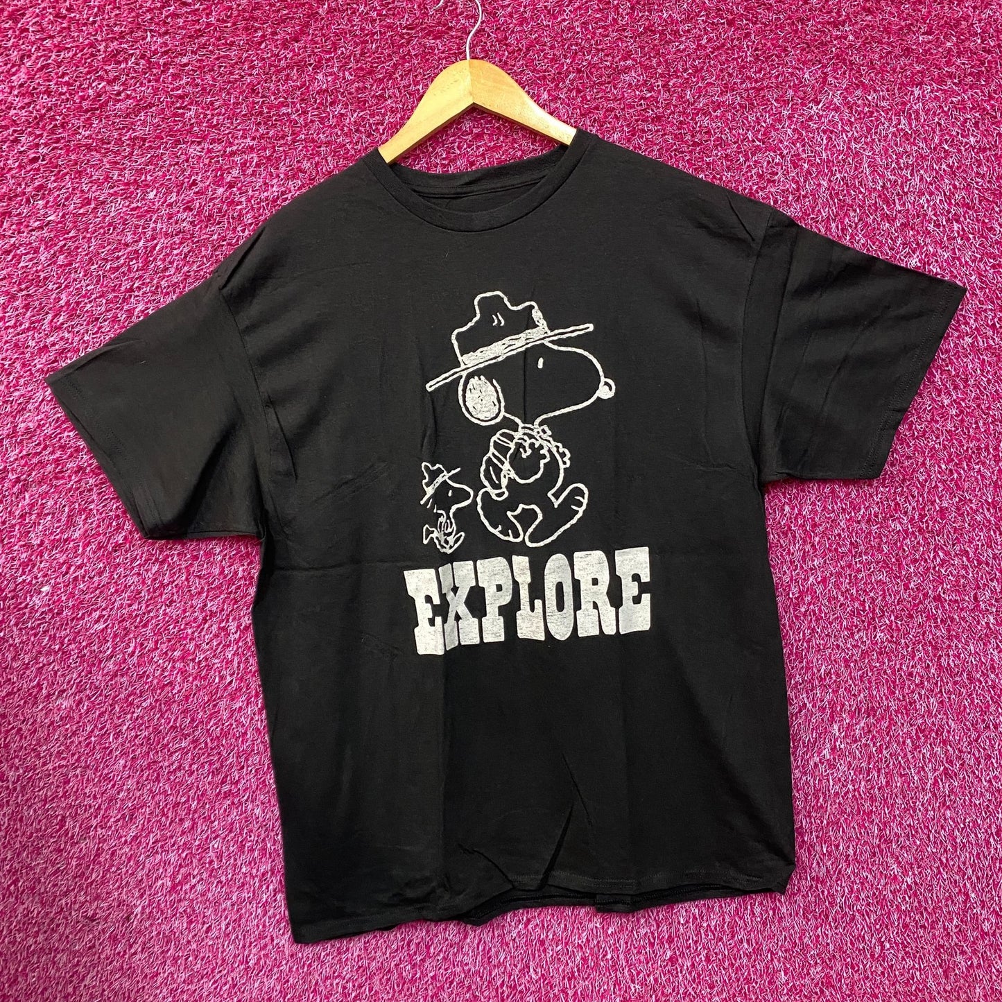 Peanuts Snoopy & Woodstock Explore Charcoal T-Shirt XL