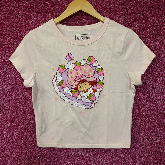 Strawberry Shortcake Heart Cake Glitter Women's Baby Tee Large