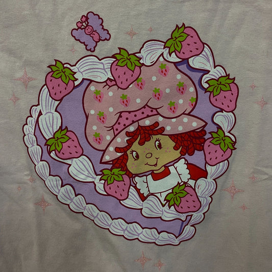 Strawberry Shortcake Heart Cake Glitter Women's Baby Tee Large
