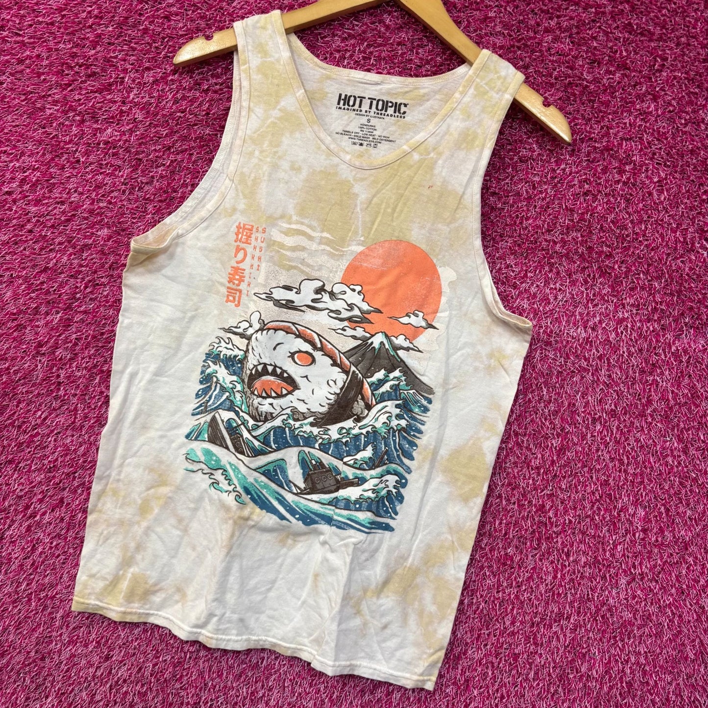 Sharkiri Sushi Cute Shark Sushi Tie Dye Tank Small