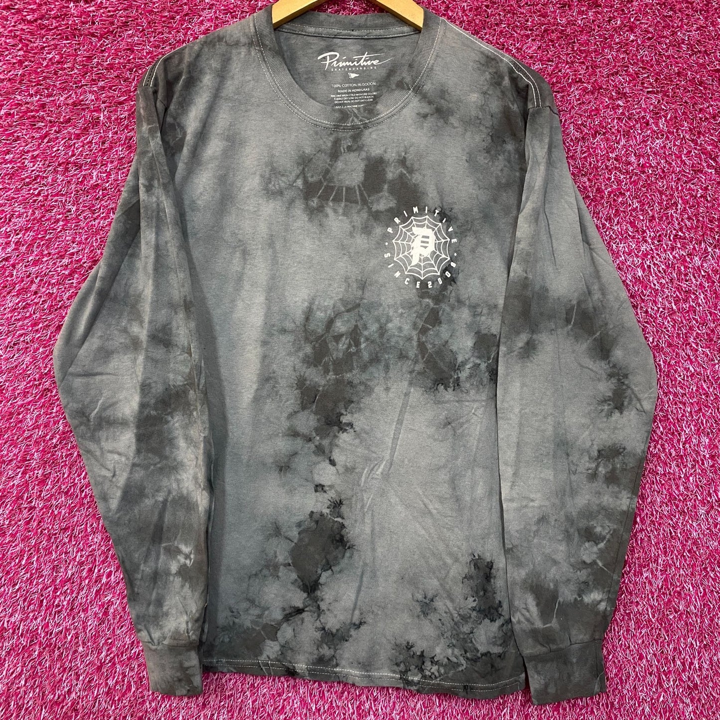 Primitive Spiderweb Tie Dye Long Sleeve T-Shirt Small