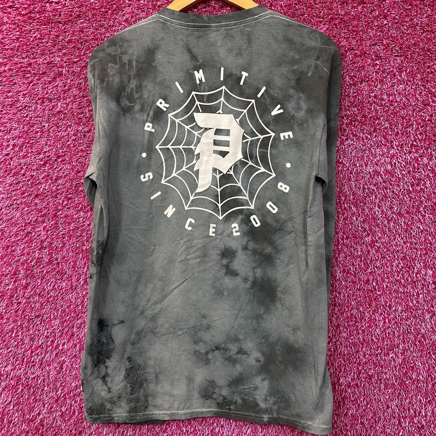 Primitive Spiderweb Tie Dye Long Sleeve T-Shirt Small