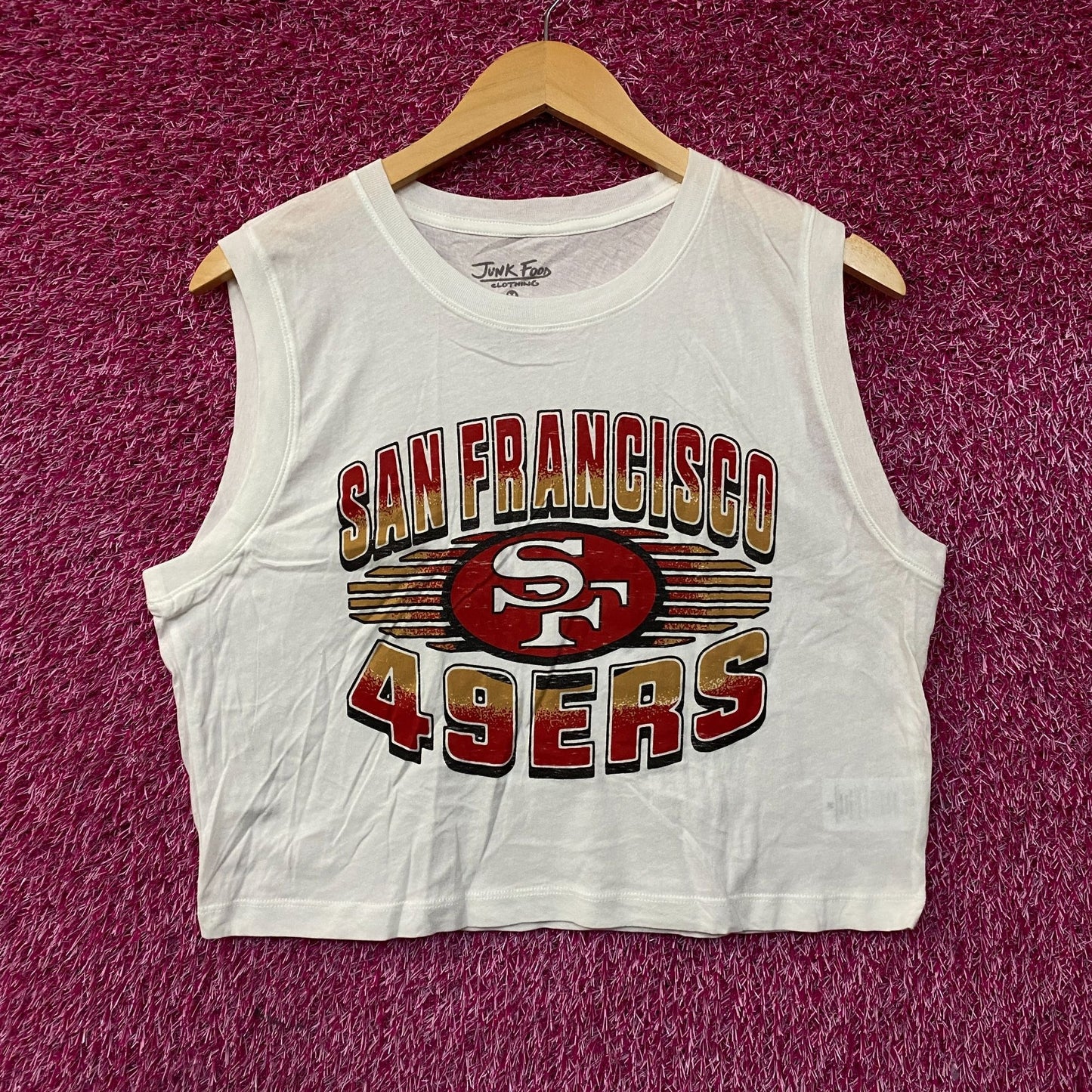 Junk Food Clothing NFL San Francisco 49ers Football Cropped Sleeveless T-Shirt Medium
