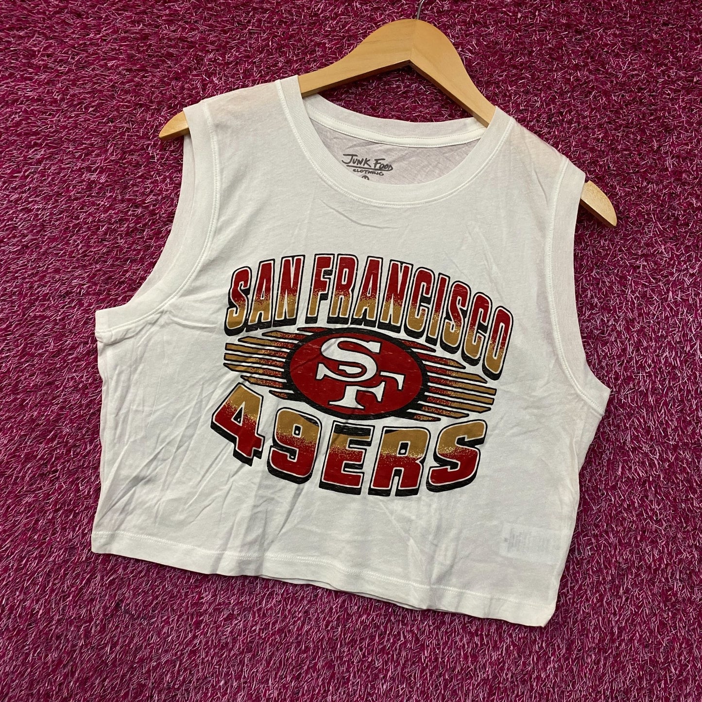 Junk Food Clothing NFL San Francisco 49ers Football Cropped Sleeveless T-Shirt Medium