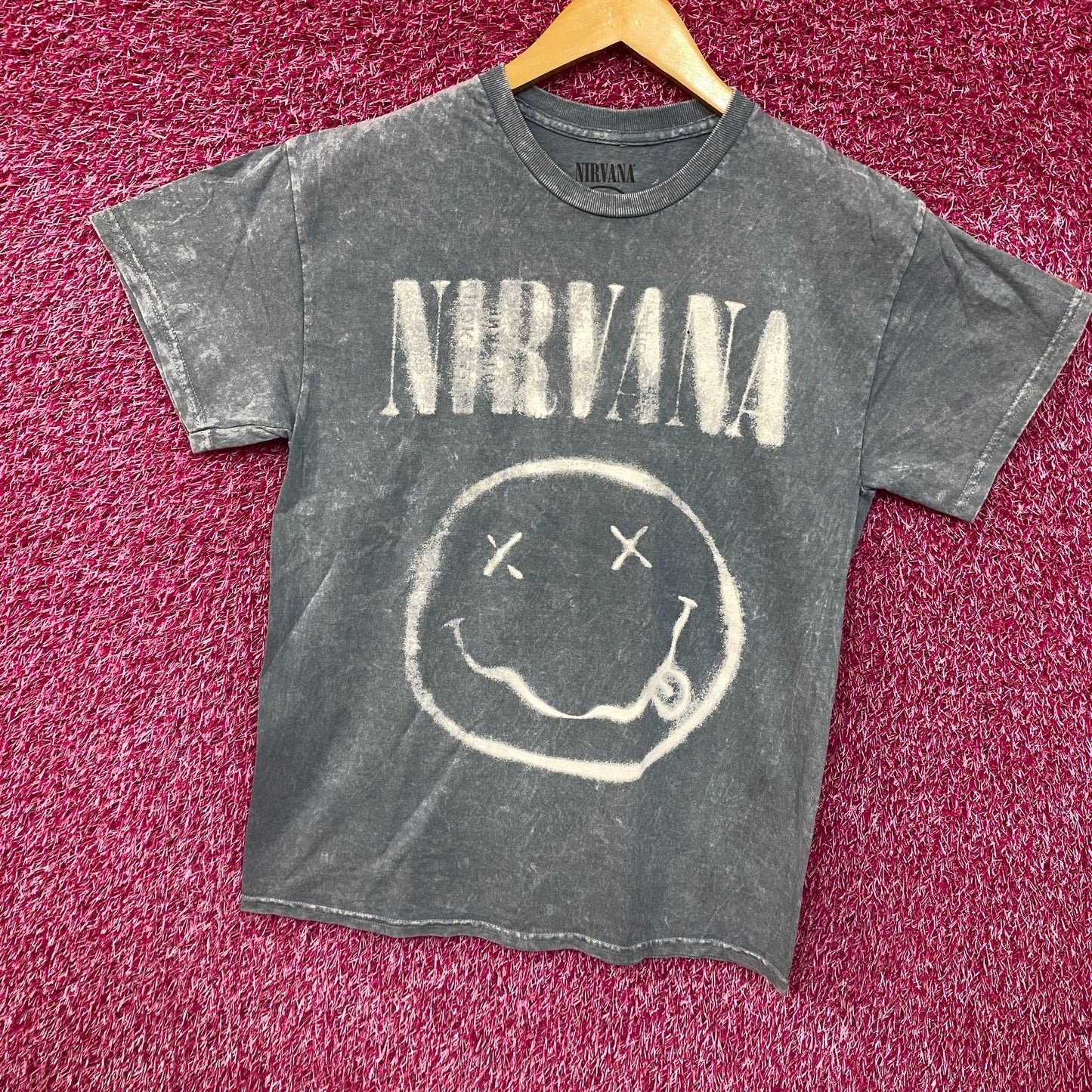 Nirvana Nevermind Dead Smiley Gray T-Shirt Medium