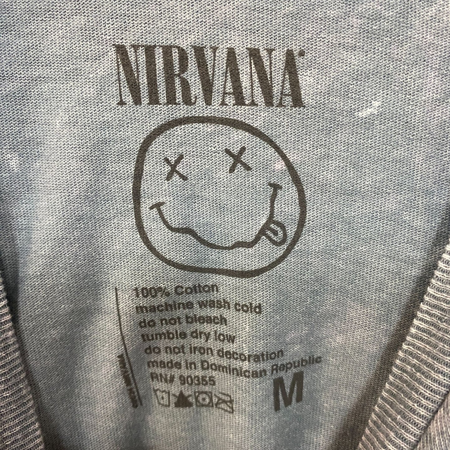 Nirvana Nevermind Dead Smiley Gray T-Shirt Medium