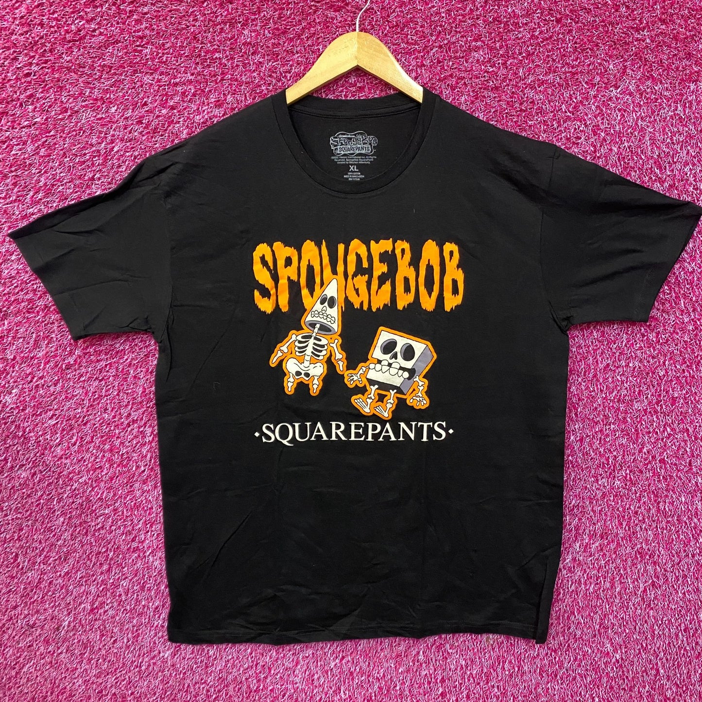 Nickelodeon Spongebob Squarepants Spongebob & Patrick Skeleton halloween T-Shirt XL