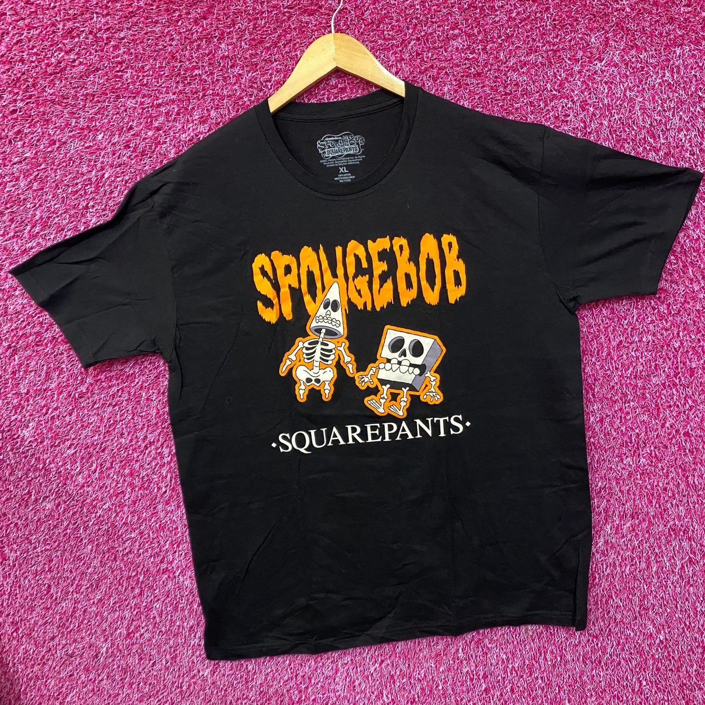 Nickelodeon Spongebob Squarepants Spongebob & Patrick Skeleton halloween T-Shirt XL