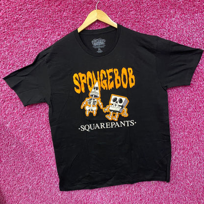 Nickelodeon Spongebob Squarepants Spongebob & Patrick Skeleton halloween T-Shirt XL