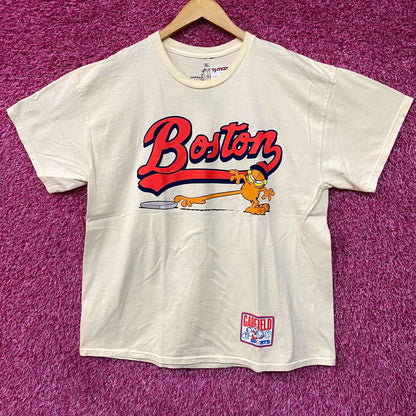 Garfield Boston Baseball Cartoon Graphic Design T-Shirt XL