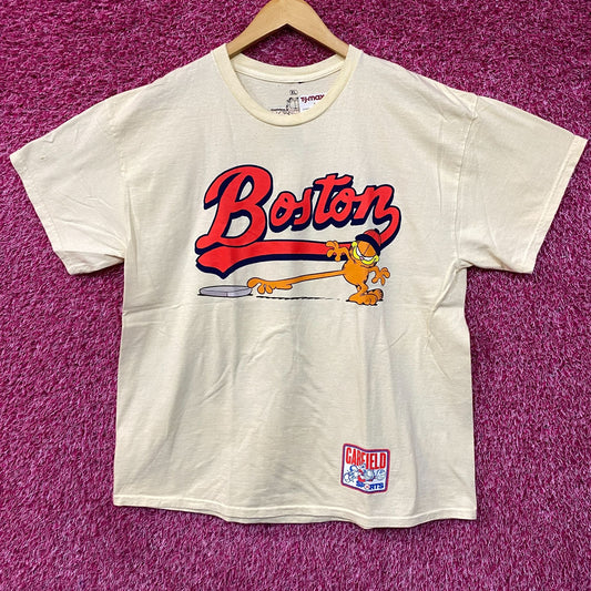 Garfield Boston Baseball Cartoon Graphic Design T-Shirt XL