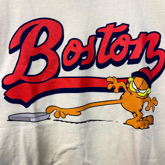 Garfield Boston Baseball Cartoon Graphic Design T-Shirt XL