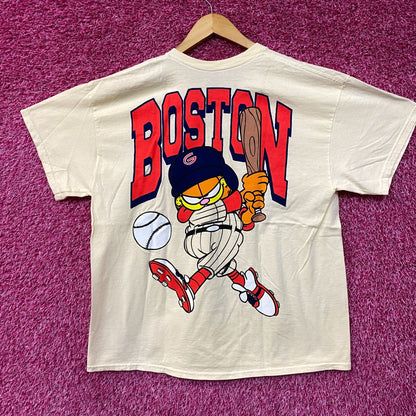 Garfield Boston Baseball Cartoon Graphic Design T-Shirt XL