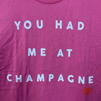 Junk Food Clothing "You Had Me at Champagne" Pink Graphic Tee Small