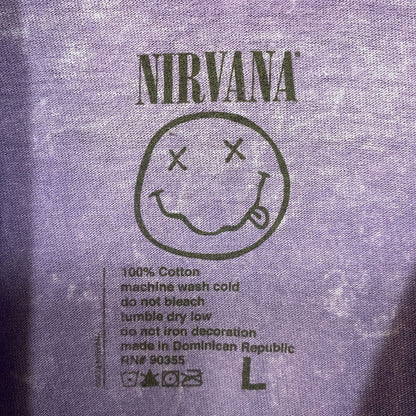 Nirvana Watercolor Smiley Face Acid Wash tshirt size large