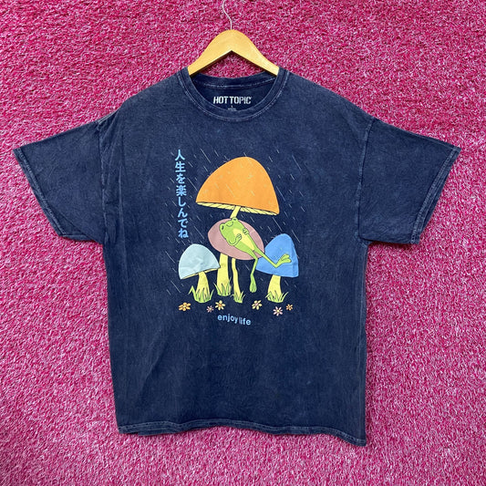 Enjoy Life Zen Frog Japanese Garden Pop Art Hot Topic Tee L