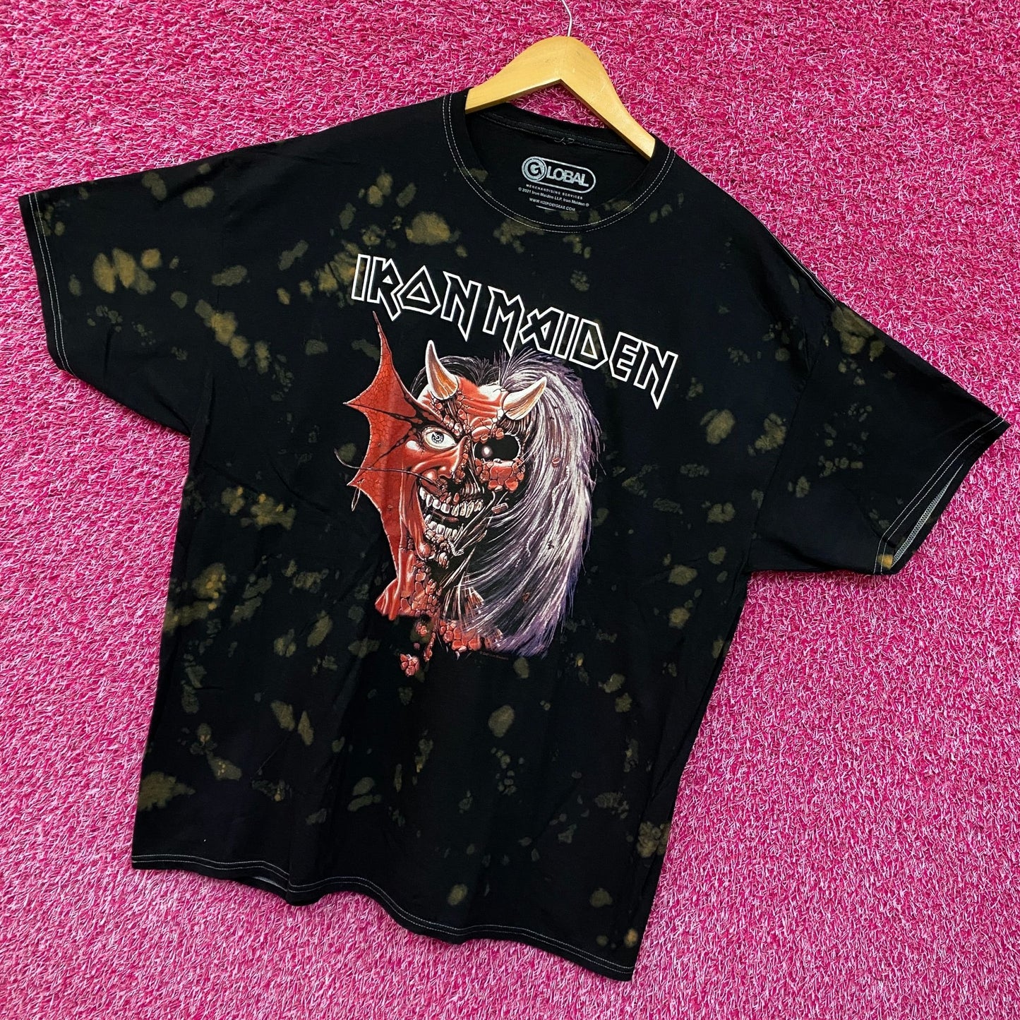 Iron Maiden Oversized Purgatory Bleach dye Tshirt Size Medium