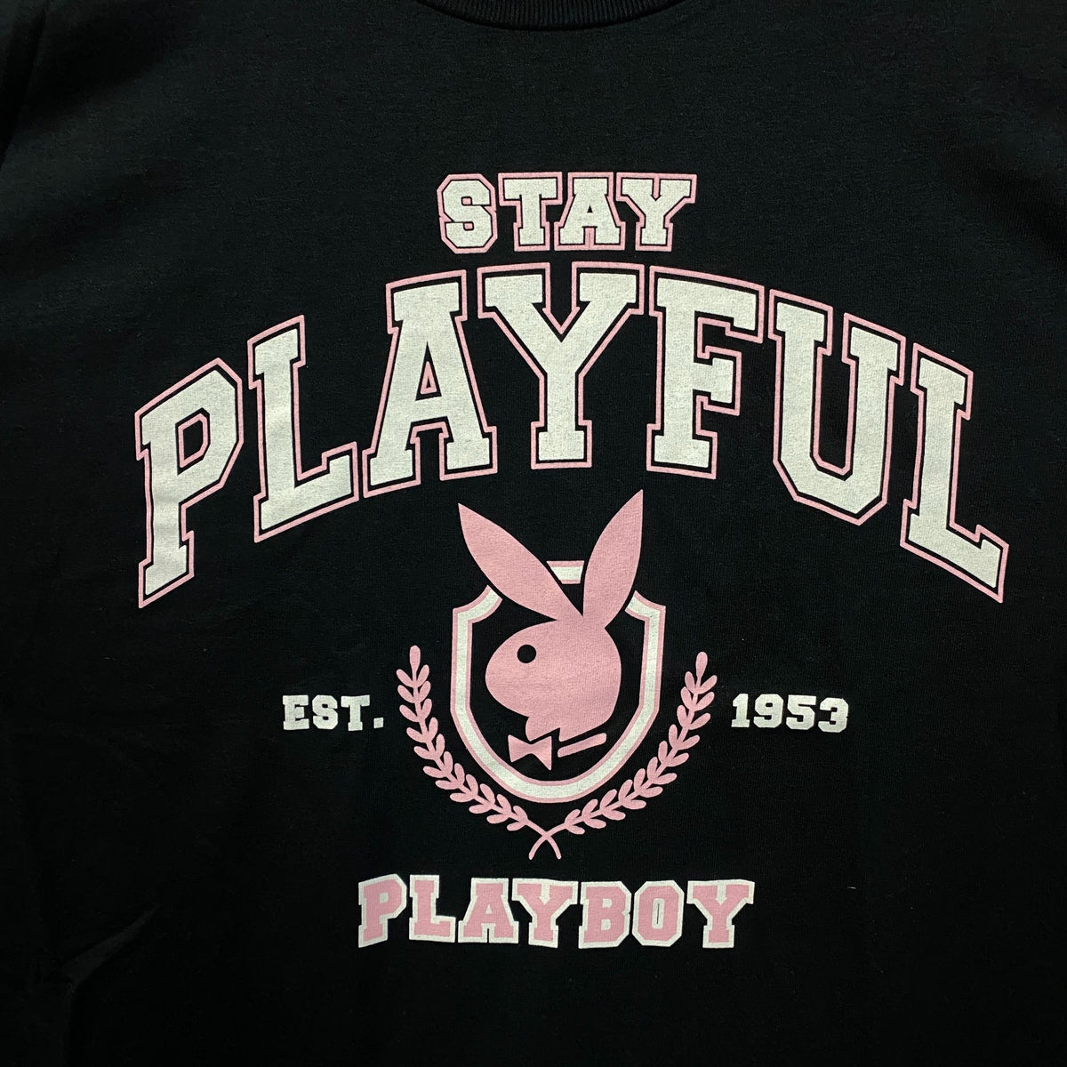 Playboy Stay Playful Varsity Logo Est. 1953 Graphic T-Shirt Large