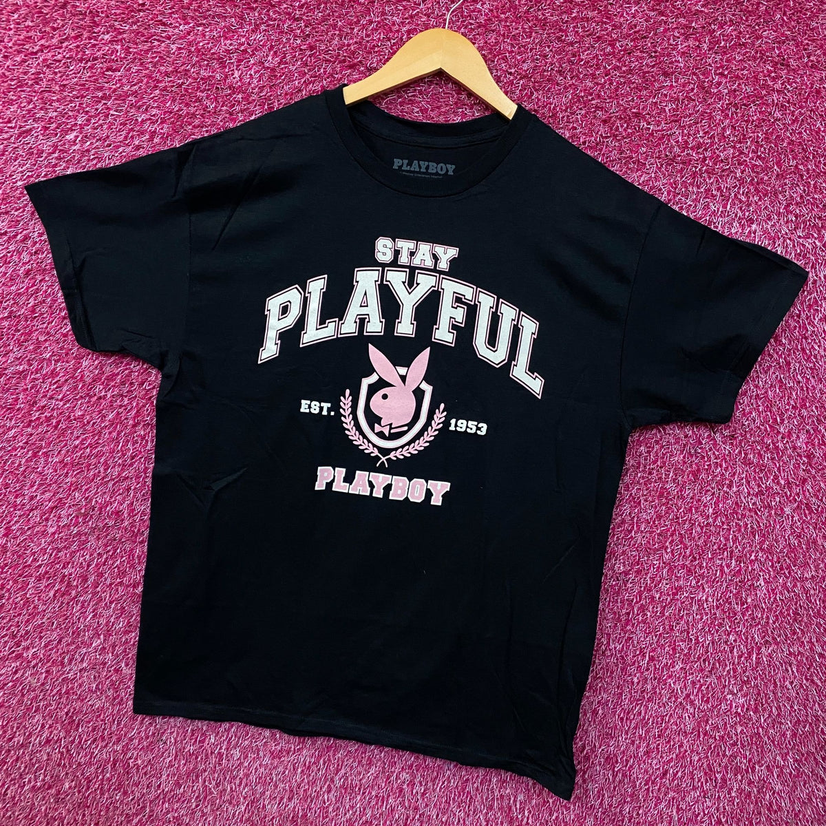 Playboy Stay Playful Varsity Logo Est. 1953 Graphic T-Shirt Large