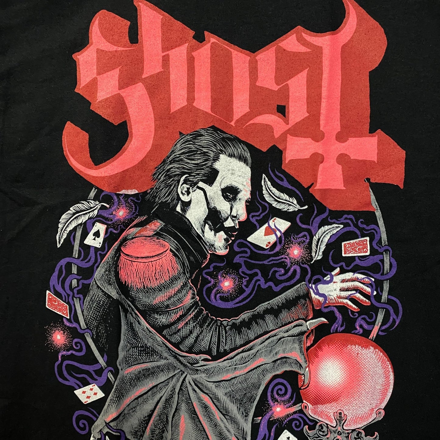 Ghost Cardinal Copia Crystal Ball Cards Heavy Metal Rock T-Shirt Large