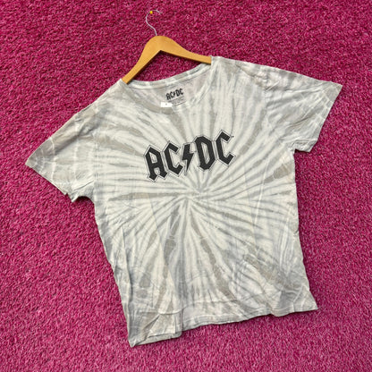AC/DC Bedazzled Spell-Out Logo Hard Rock Band Tie Dye Tee XL