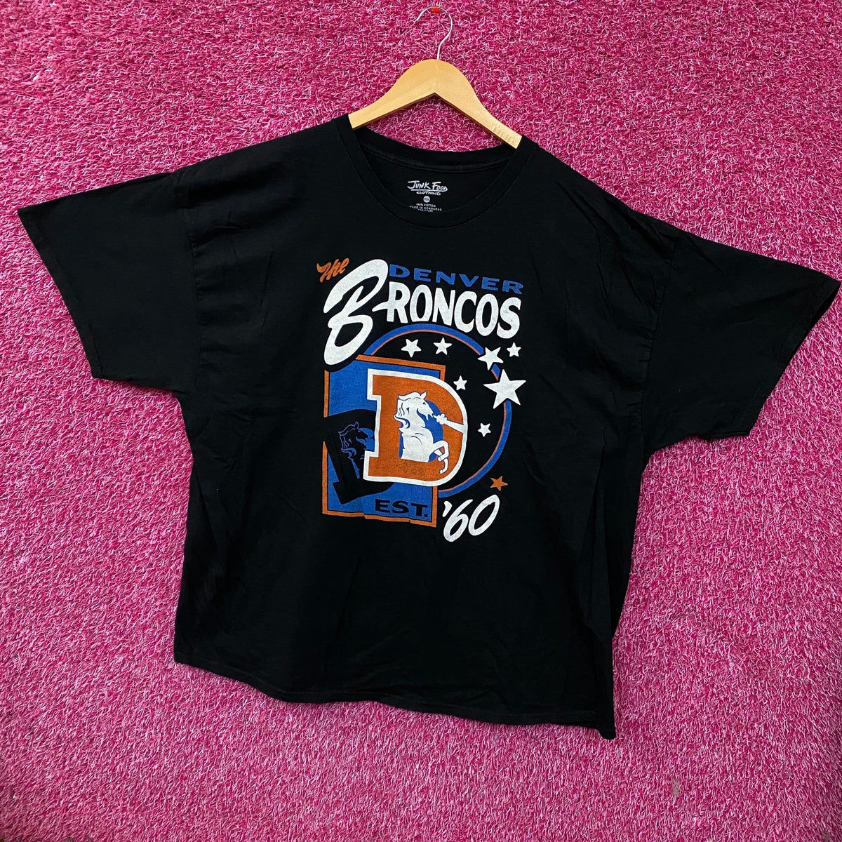 Junk Food Clothing Denver Broncos Football Black Tee size 2XL