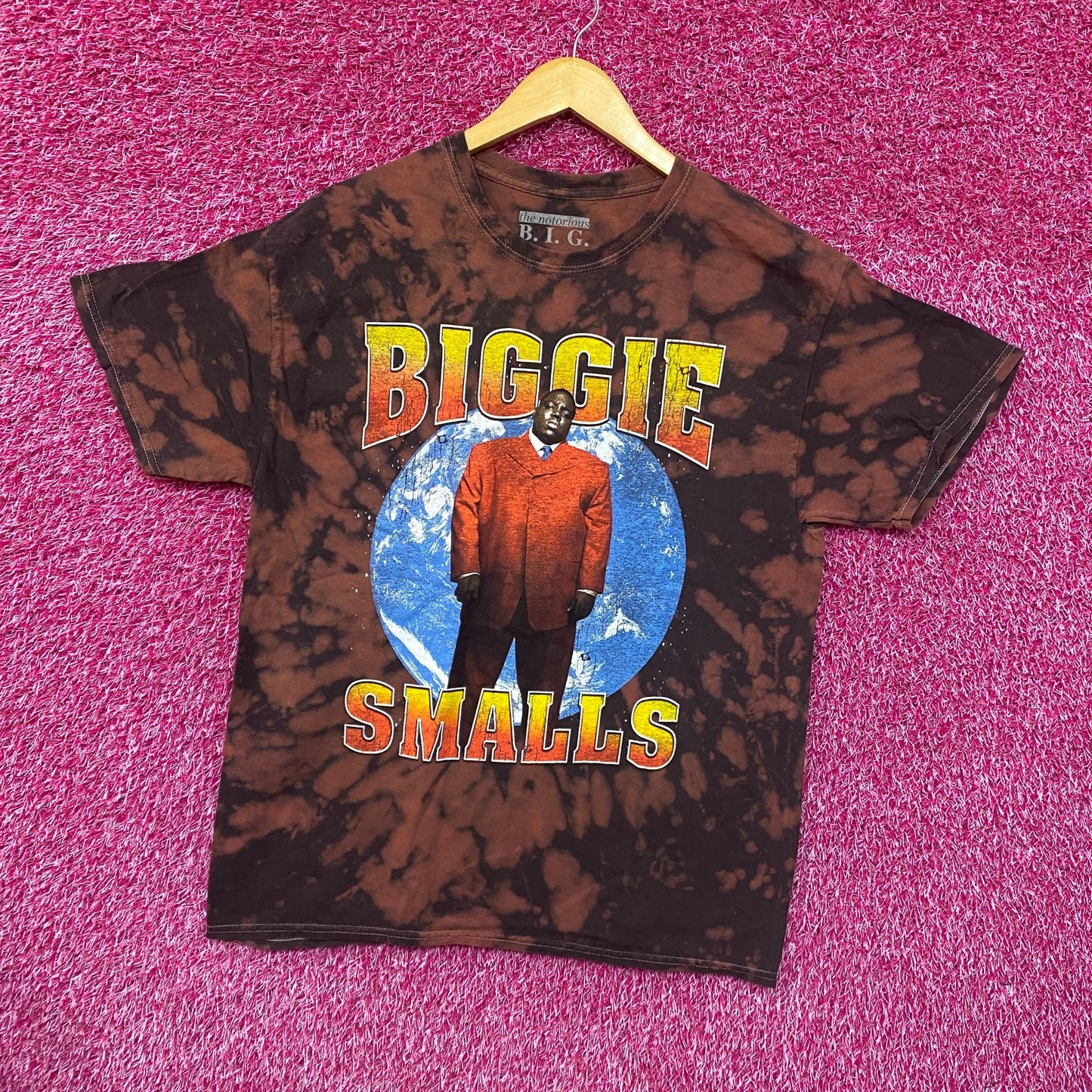 Biggie Smalls Kingpin of Planet Earth Hip Hop Bleach Dye Large