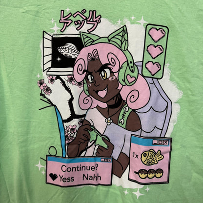 Kitty Kawaii Gamer Streamer Girl Black Matter Tee M