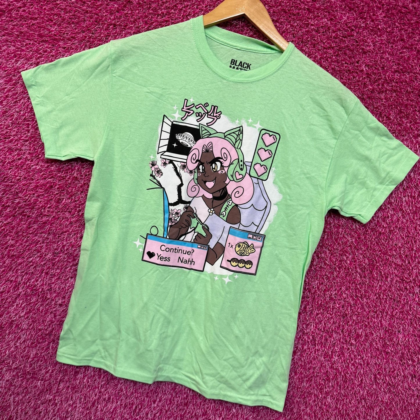 Kitty Kawaii Gamer Streamer Girl Black Matter Tee M