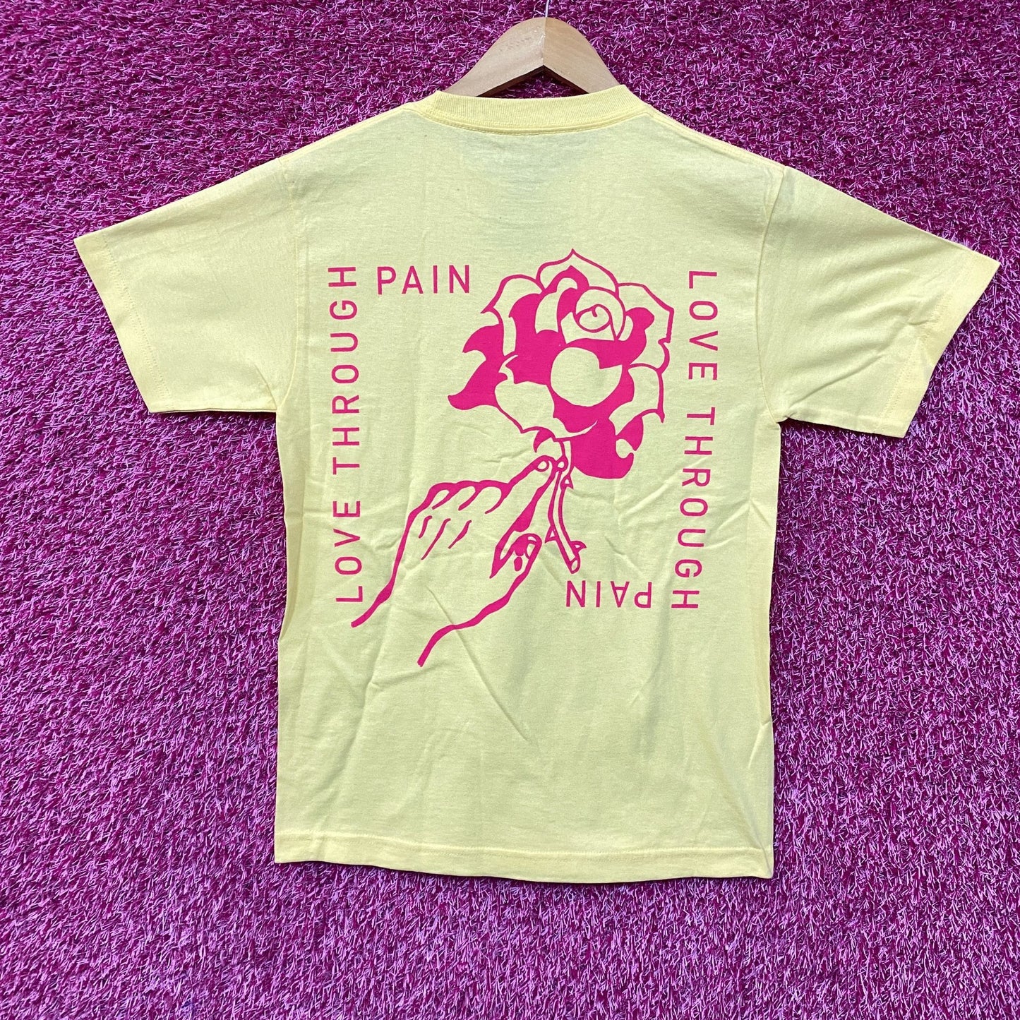 Empyre Love Through Pain Rose Double Sided Graphic Yellow T Shirt Small