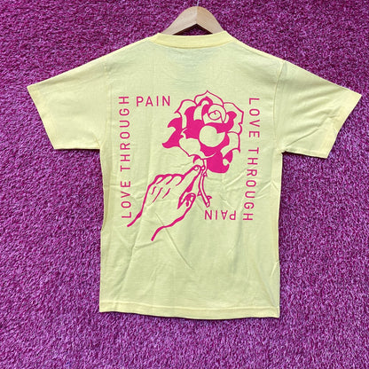 Empyre Love Through Pain Rose Double Sided Graphic Yellow T Shirt Small