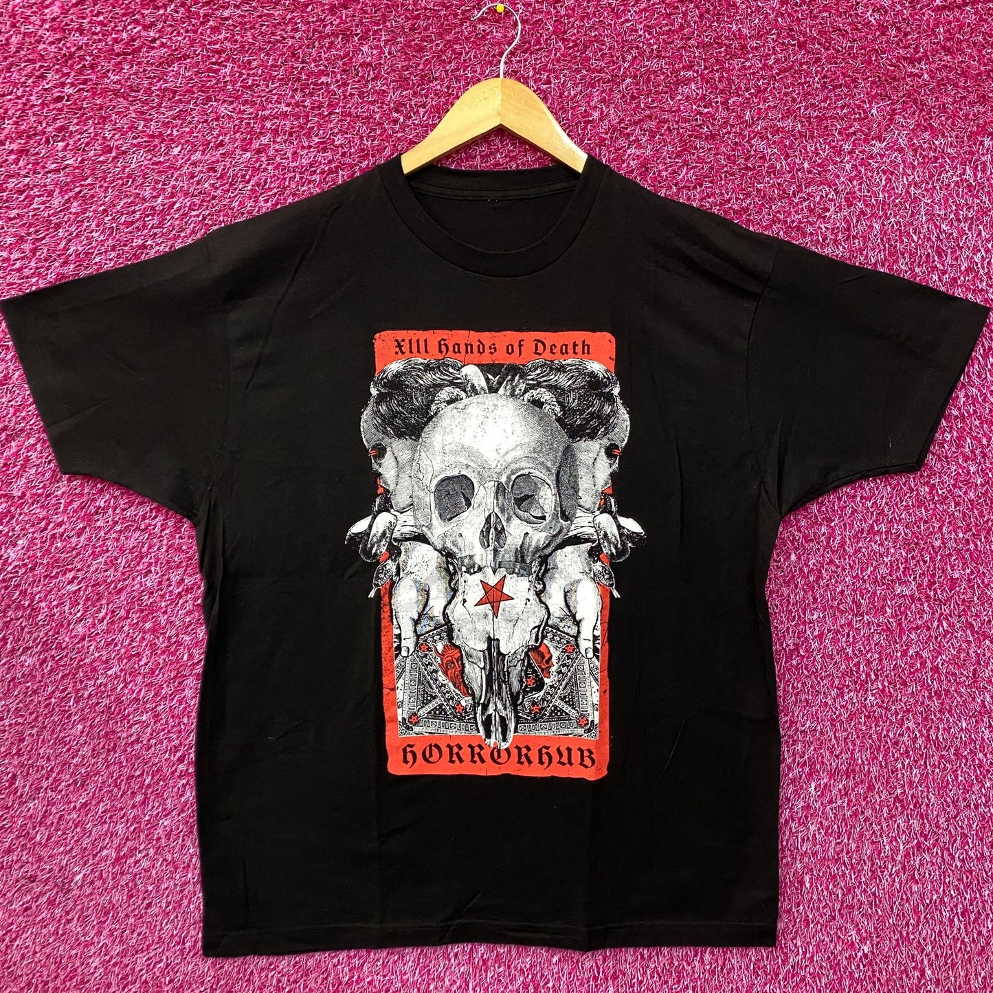 Horror Hub Hands Of Death Tarot Card Graphic Design T-Shirt XL