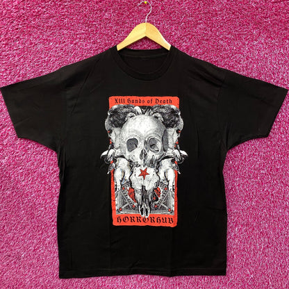 Horror Hub Hands Of Death Tarot Card Graphic Design T-Shirt XL