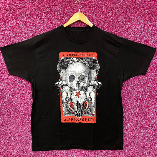 Horror Hub Hands Of Death Tarot Card Graphic Design T-Shirt XL