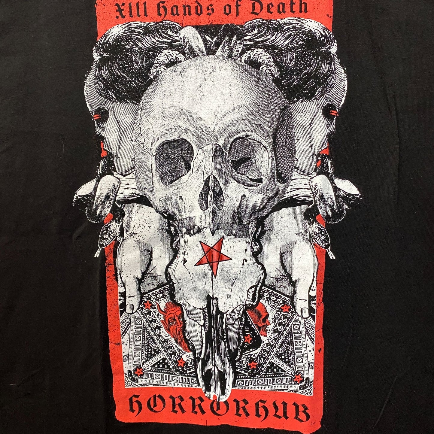 Horror Hub Hands Of Death Tarot Card Graphic Design T-Shirt XL