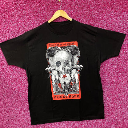 Horror Hub Hands Of Death Tarot Card Graphic Design T-Shirt XL