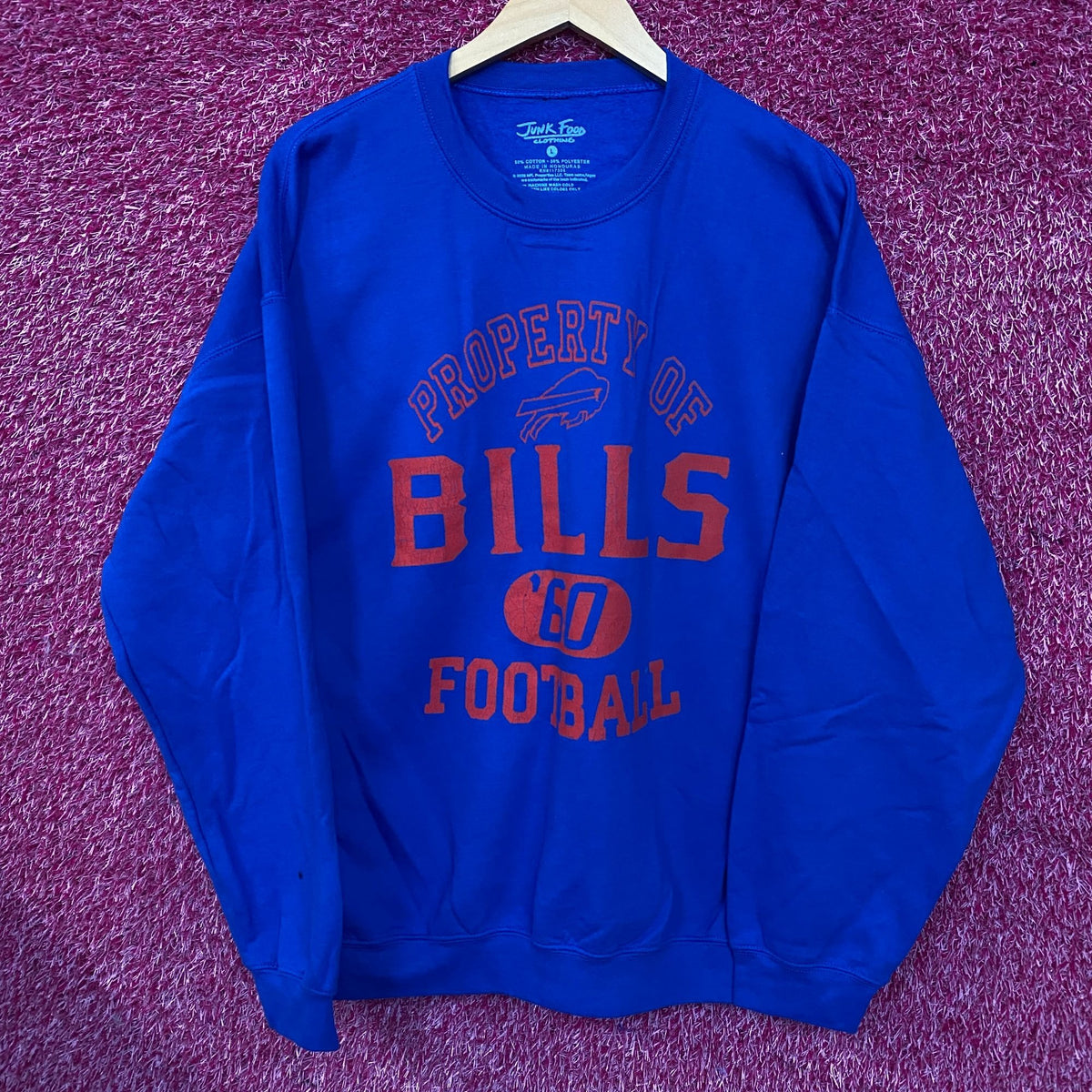 Junk Food Clothing Buffalo Bills Property Flea Market Crew Fleece Large