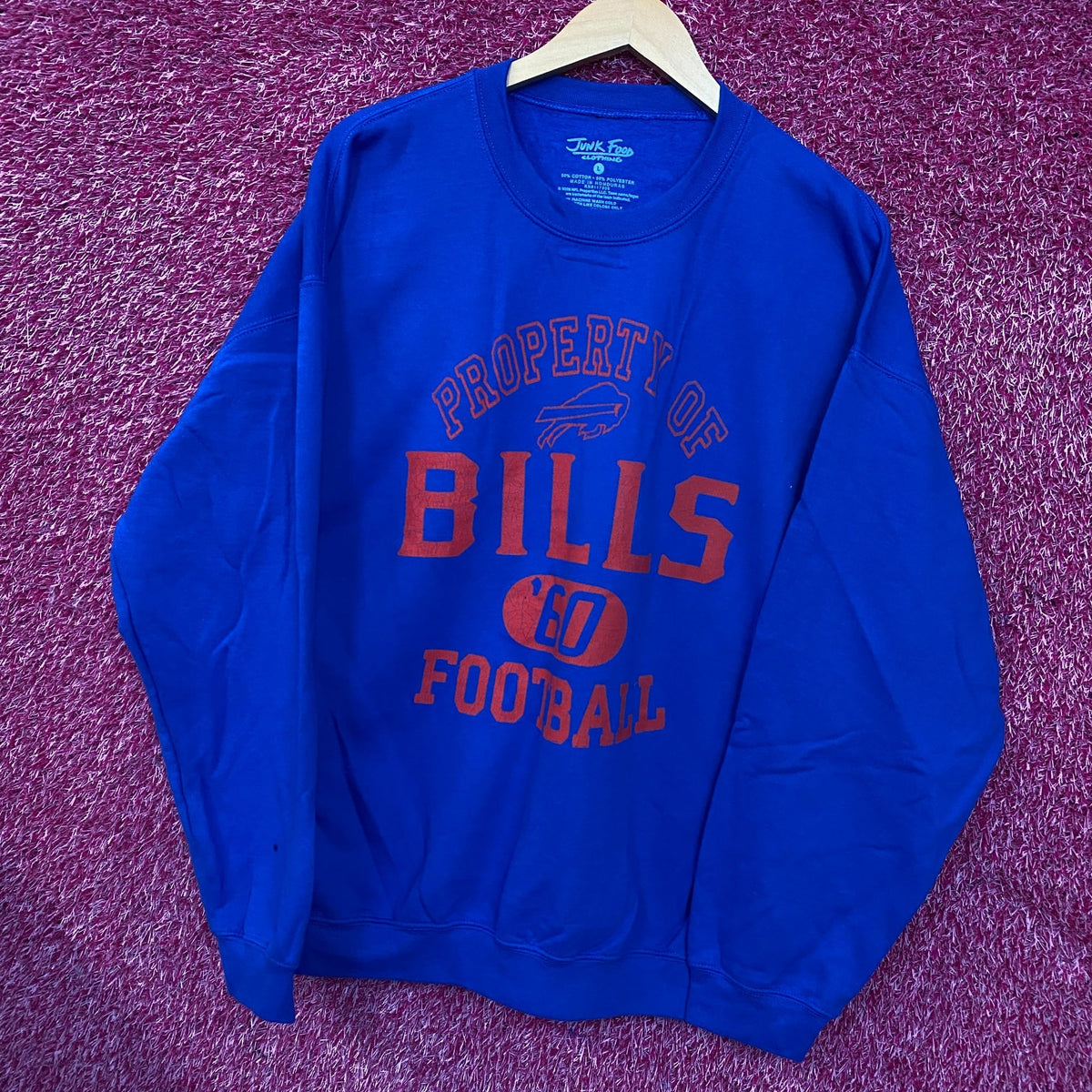 Junk Food Clothing Buffalo Bills Property Flea Market Crew Fleece Large